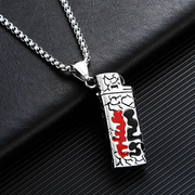 Fashion Punk Trending Hip Hop Lighter and Personalized Bottle Opener Handmade Crystal Cuban Iced Out Bling Sparkle American Diamond Pendant Cubic Zirconia Necklace with Chain Gift Jewelry for Men and Women
