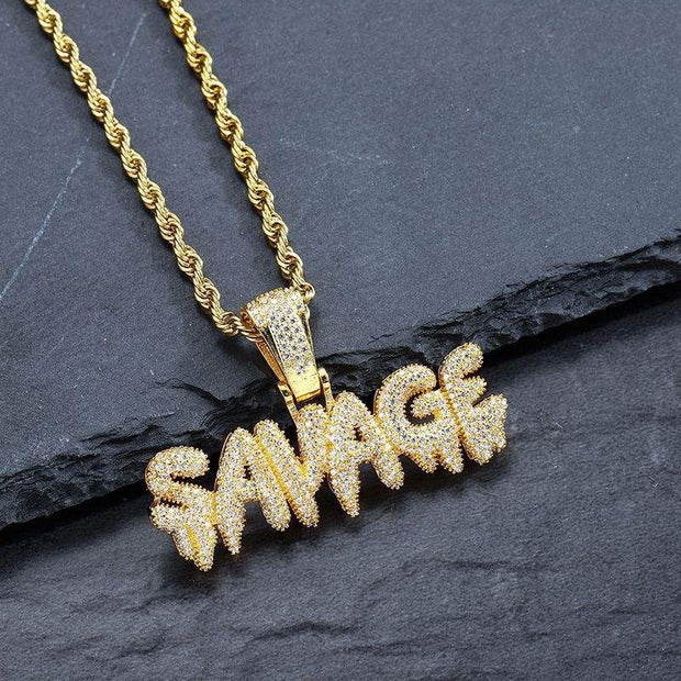 HipHop SAVAGE Iced Out Bling Pendant for Men & Women