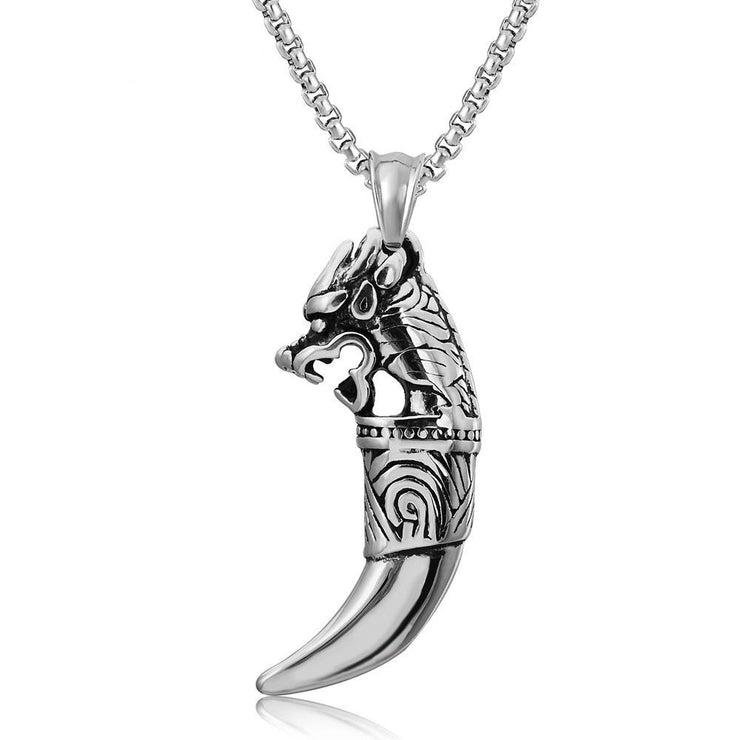 Fashion Punk Trending Hip Hop Howling Lion Teeth Spike Handmade Crystal Cuban Iced Out Bling Sparkle American Diamond Pendant Cubic Zirconia Necklace with Chain Gift Jewelry for Men and Women