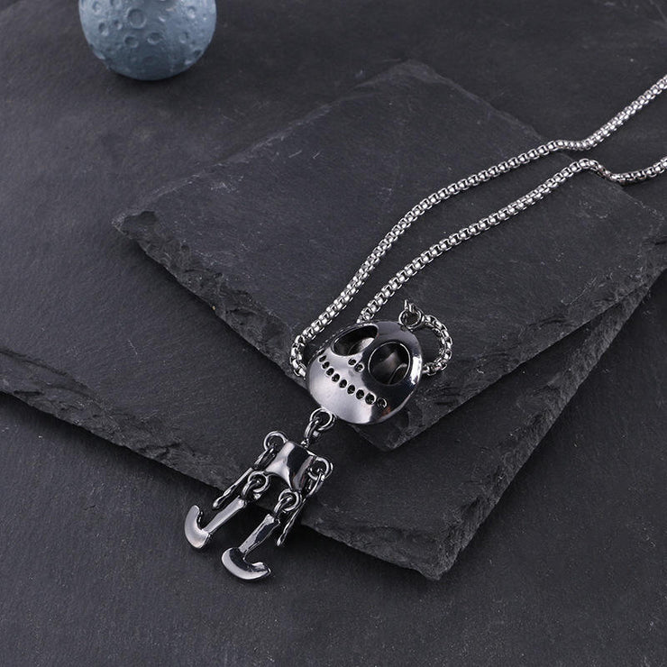 Fashion Punk Trending Hip Hop Funny Skeleton Handmade Crystal Cuban Iced Out Bling Sparkle American Diamond Pendant Cubic Zirconia Necklace with Chain Gift Jewelry for Men and Women
