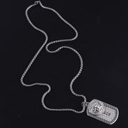 Fashion Punk Trending Hip Hop Vebsace Dog Tag Handmade Crystal Cuban Iced Out Bling Sparkle American Diamond Pendant Cubic Zirconia Necklace with Chain Gift Jewelry for Men and Women