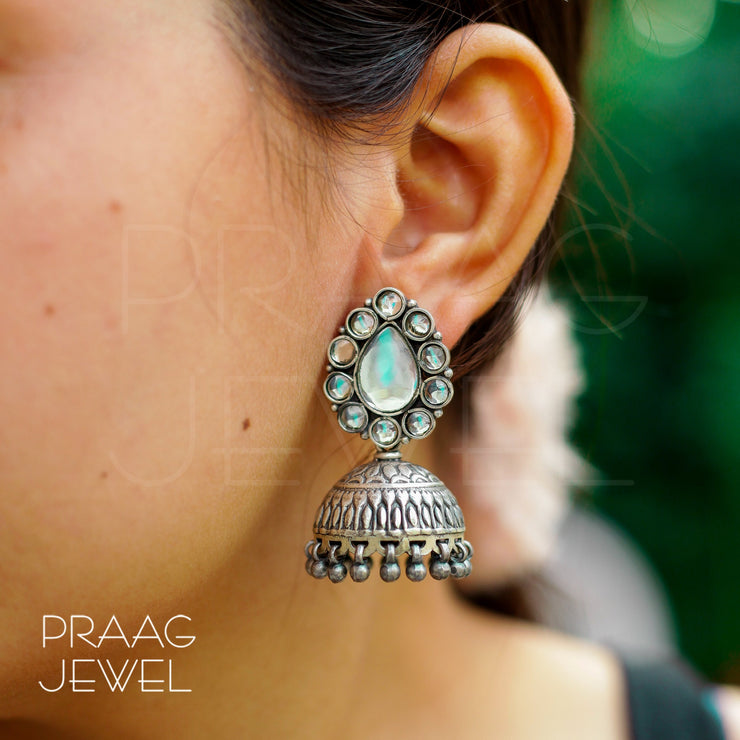 Jhumkas In 925 Silver With Oxidized Polish
