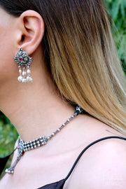 925 Silver Earrings In Oxidised Polish