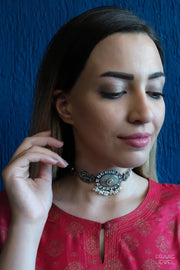 Choker Necklace in 925 silver with oxidised polish