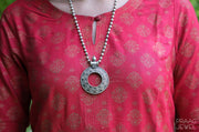 Circle 925 Silver Pendant Necklace With Oxidised Polish