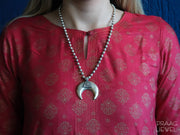 Ardha-Chandra 925 Silver Designer Pendant Necklace With Oxidised Polish