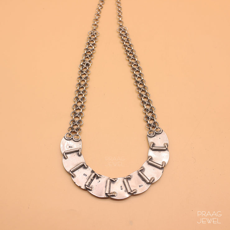 Necklace In Silver With Oxidized Polish