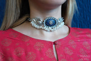 Sparsh 925 Silver Kundan Choker Necklace With Oxidised Polish
