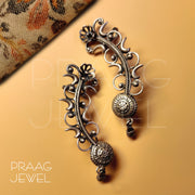 Swirl 925 Silver Designer Ear Cuffs With Oxidised Polish