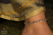 Antique Silver Anklet With Marquise Shape Imitation Stones